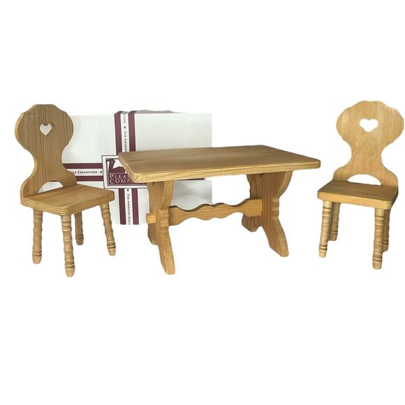 VTG American Girl Kirsten Wood TRESTLE TABLE & CHAIRS Set Doll Furniture In BOX - Picture 4 of 13